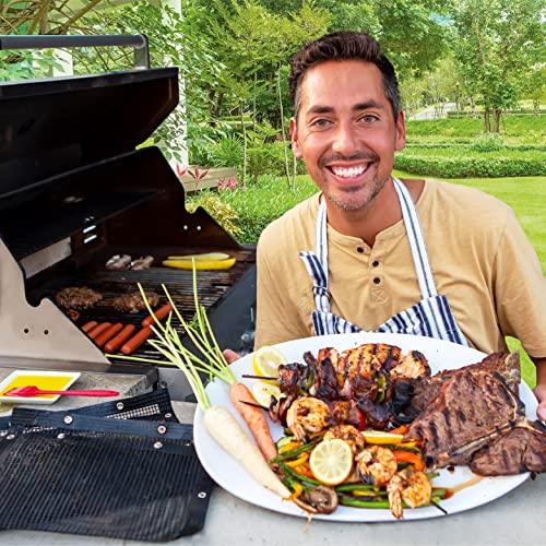 Oleex Non-Stick Large BBQ Grilling Bags + Basting Brush - Reusable PTFE Mesh Indoor Outdoor Charcoal Barbecue Grill Bag Accessories, Heat-Resistant Up to 500 F, Easy to Clean, Dishwasher-Safe - CookCave