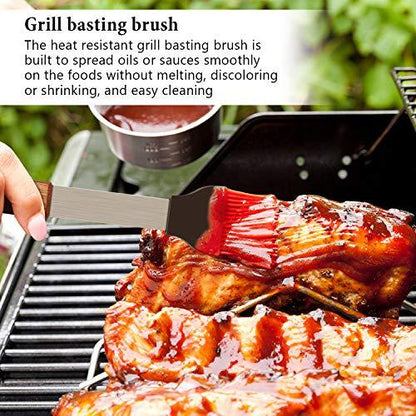 IMAGE Wooded BBQ Accessories Grilling Tools,Stainless Steel BBQ Tools Grill Tools Set for Cooking, Backyard Barbecue & Outdoor Camping Gift for Man Dad Women Barbecue Enthusiasts Set of 4 - CookCave