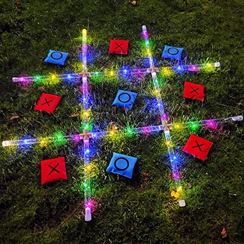 Outdoor Toss Games for Adult and Kids, Giant Tic Tac Toe Game with LED Light, Classical Board Yard Game Sandbag Game for Famlily, Party, Travel(4ft x 4ft) - CookCave