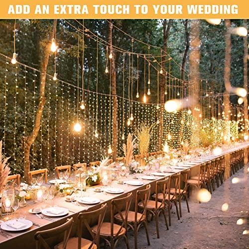 JMEXSUSS 600 LED Christmas Curtain Lights Outdoor, 9.5x19.6ft Christmas String Lights Plug in with Remote, 8 Modes Wall Hanging Lights for Bedroom Party Backdrop Wedding Christmas Decor, Warm White - CookCave