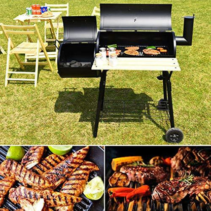 Grill Charcoal BBQ Reduce Offset Smoker Barbecue Steel Outdoor Patio Backyard Stainless - CookCave