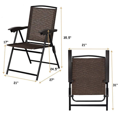 Giantex Set of 4 Patio Dining Chairs, Folding Outdoor Chairs, Adjustable Sling Back Chairs with Armrest, Portable Patio Chairs for Camping Garden Pool Beach Deck Lawn, Lounge Chairs (Brown) - CookCave