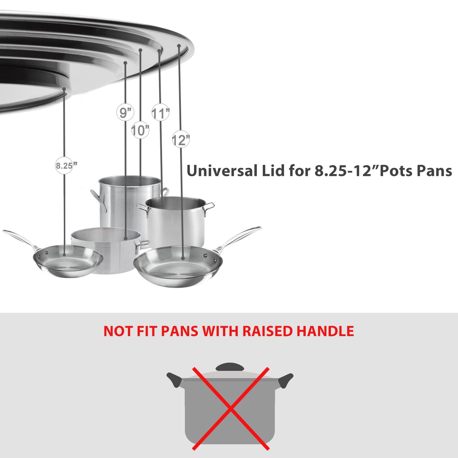 WishDirect Universal Lid for Pots Pans and Skillets - One Lid Fits All 8.25-12 Inch Pots Frying Pans Skillets Woks, Replacement Pot Lid with Upgraded Heavy Duty Heat Resistant Silicone Handle, Gray - CookCave