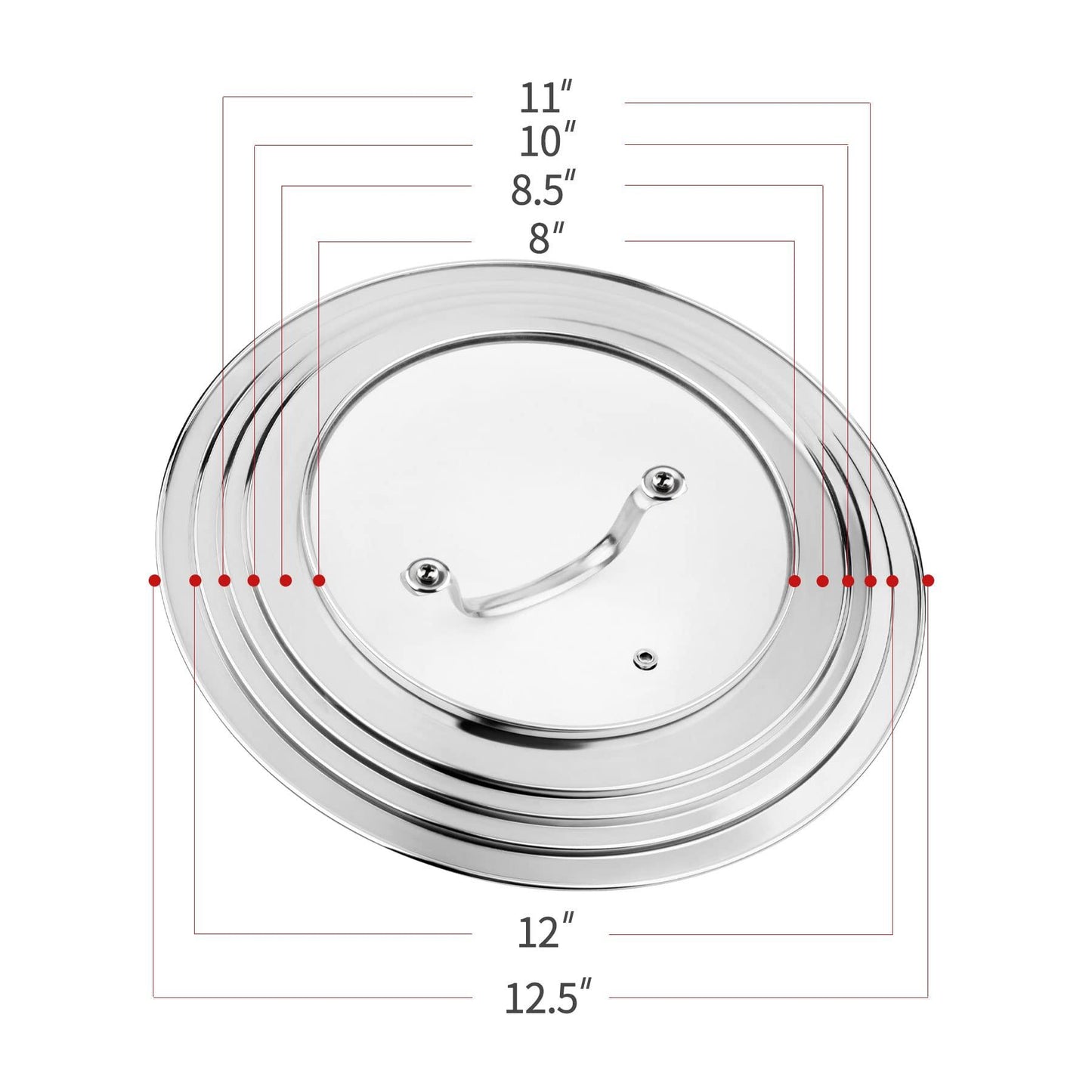 Morikavo Stainless Steel Universal Lid for Pots, Pans and Skillets-Fits 7" to 12" Replacement Frying Pan Cover and Cast Iron Skillet Lid - CookCave