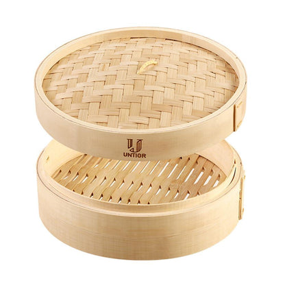 Handmade Bamboo Steamer Basket with Reusable Cotton Liners Multi-use 7" Traditional Dumpling Steamer Food Steamer for Cooking Vegetables, Dim sum, Bao Buns, Fish Meat (7inch -1 tier) - CookCave