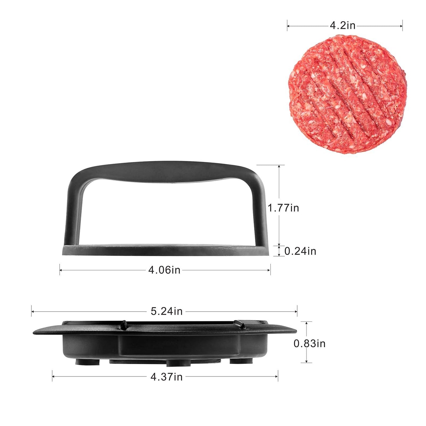 HiempTru Burger Press Patty Maker, Round Non-Stick Stuffed Hamburger Press Accessories Smashed Hamburger Press Patty Burger Meat Sausage Beef Maker Mold Kitchen Gadgets for Grilling (1 Pack, Black) - CookCave