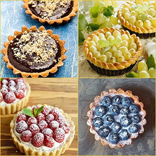 Cyimi Mini Tart Pan Set of 6, Non-Stick 4 Inch Quiche Pan, Removable Bottom Tart Pan for Pies, Quiche Bakeware, Cheese Cakes, Desserts and more - CookCave