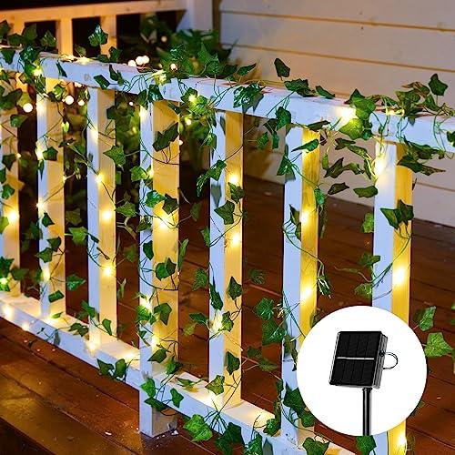 Solar Fairy Lights Outdoor, 40Ft Solar String Lights with Ivy, Solar Plant Vine Lights for Camping Outside Garden Yard Fence Wall - CookCave