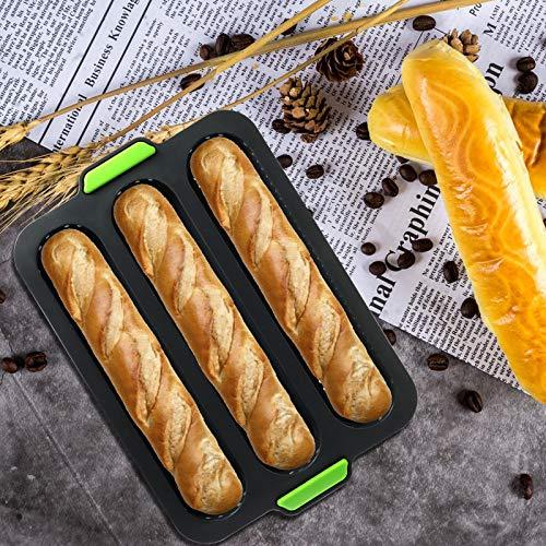 TOPZEA Set of 2 Silicone Baguette Pan, Nonstick French Bread Bake Mold, 8 Gutter Perforated Ham Burger Buns Sandwich Rolls Pans, 3 Wave Long Loaf Toast Mold Baking Tray for Oven Baker - CookCave