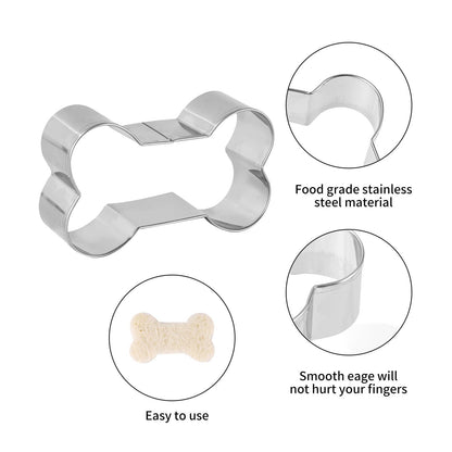 Dog Bone Cookie Cutters ANCKNE Bone Shape Cookie Cutters set Stainless Steel Homemade Dog Biscuit Treats Cutters 4 Pieces - CookCave