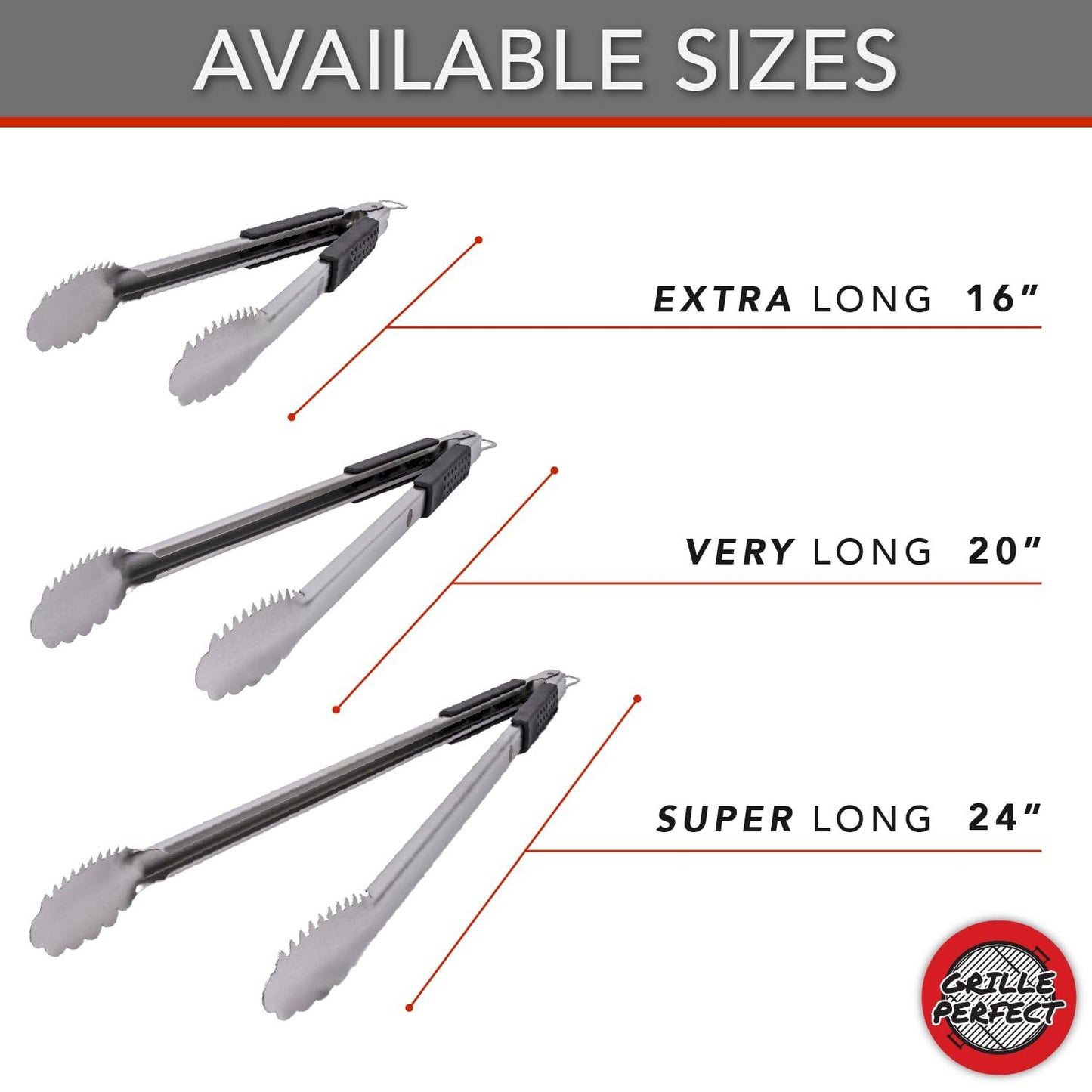 Grill Tongs Super Long 24-inch Heavy Duty for BBQ and Grilling | Extra Long Stainless Steel Grilling Tongs for Outdoor Grill and Kitchen Cooking | Long Metal Tongs with Safety Hand Grips - CookCave