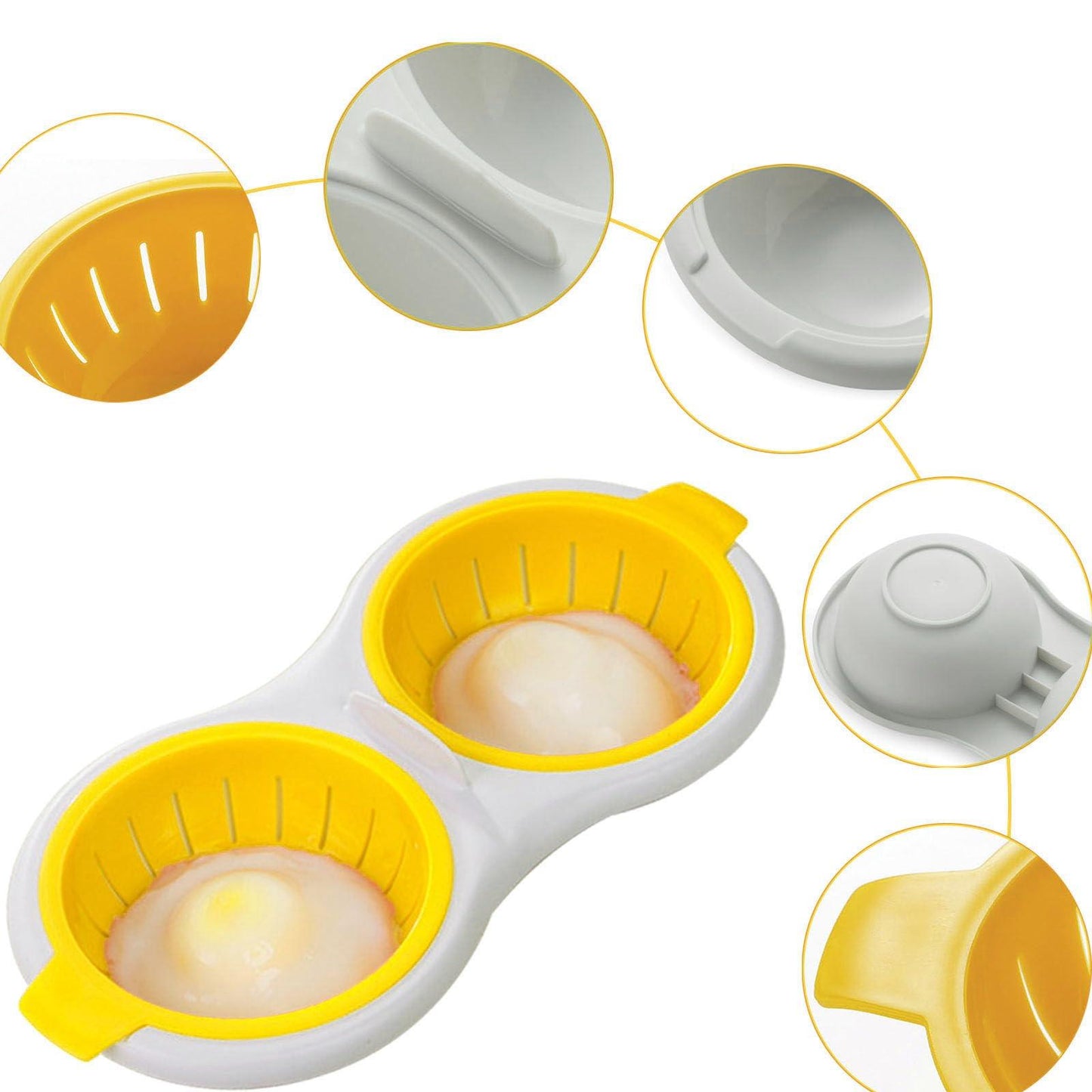 Microwave Egg Poacher 2 Eggs, Double Layer Egg Boiler for Microwave 2 Cavity Eggs Poacher Steamer Boiled Egg Cup Mold Microwave Boiled Eggs Maker for Egg Boiler Hamburg Sandwiches - CookCave