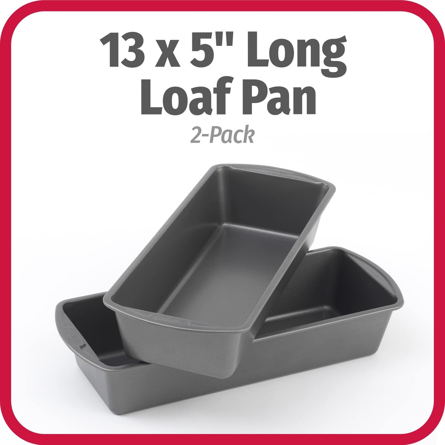 Good Cook Set of 2 Extra Large 13'' x 5'' Nonstick Steel Bread Loaf Pans, Gray - CookCave