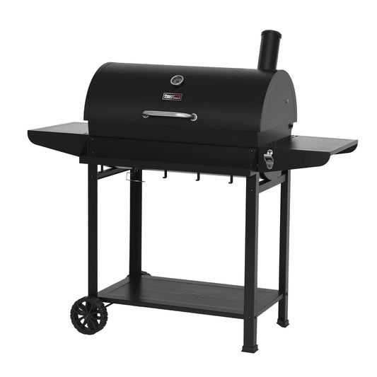 Royal Gourmet CC1830T 30-Inch Barrel Charcoal Grill with Front Storage Basket, Outdoor BBQ Grill with 627 sq. in. Cooking Area, Backyard Barbecue Cooking Party, Black - CookCave