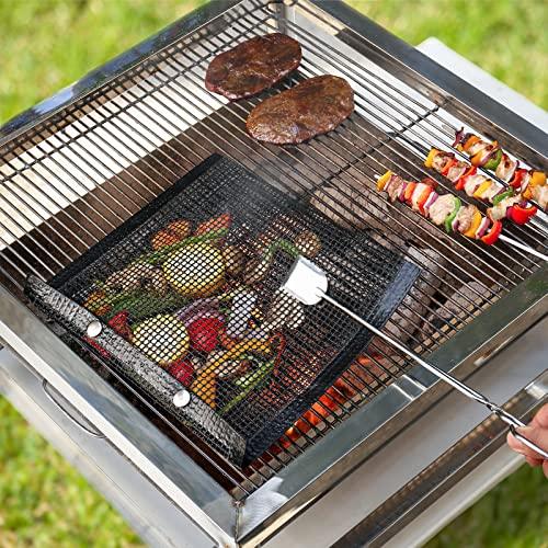 BBQ Mesh Grill Bags for Outdoor Grill Reusable, 3 PCS Non-Stick Barbecue Bags for Charcoal Gas Electric Grills Smokers BBQ Veggie Grill Bags for Cooking Vegetables Grilling Bag Pouches Heat-Resistant - CookCave