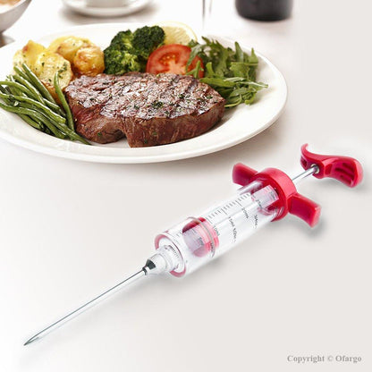 Ofargo Plastic Marinade Injector Syringe with Screw-on Meat Needle for BBQ Grill, 1-oz, Red, Recipe E-Book (Download PDF) - CookCave