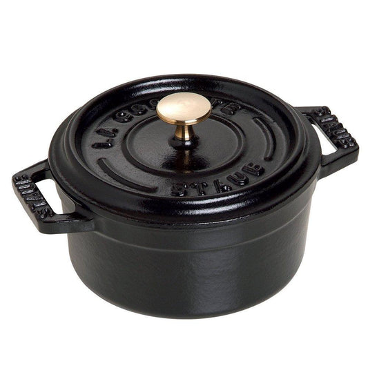 Staub Cast Iron 0.25-qt Mini Round Cocotte - Matte Black, Made in France - CookCave