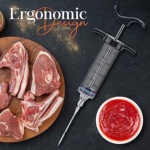 Alpine Cuisine BBQ Injector 6.3-Inch - Perfectly Marinate Your Meat with the Stainless Steel Injector Meat - Inject Sauces, Brines, & Marinades for a Juicy and Flavorful BBQ - Durable & Easy to Use - CookCave