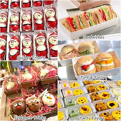 Ocmoiy Charcuterie Boxes with Clear Lids, 50 Pack White Bakery Boxes, Cookie Boxes, Small Treat Boxes for Pastry, Sandwich, Cupcakes, Strawberries, Dessert To Go Containers - CookCave