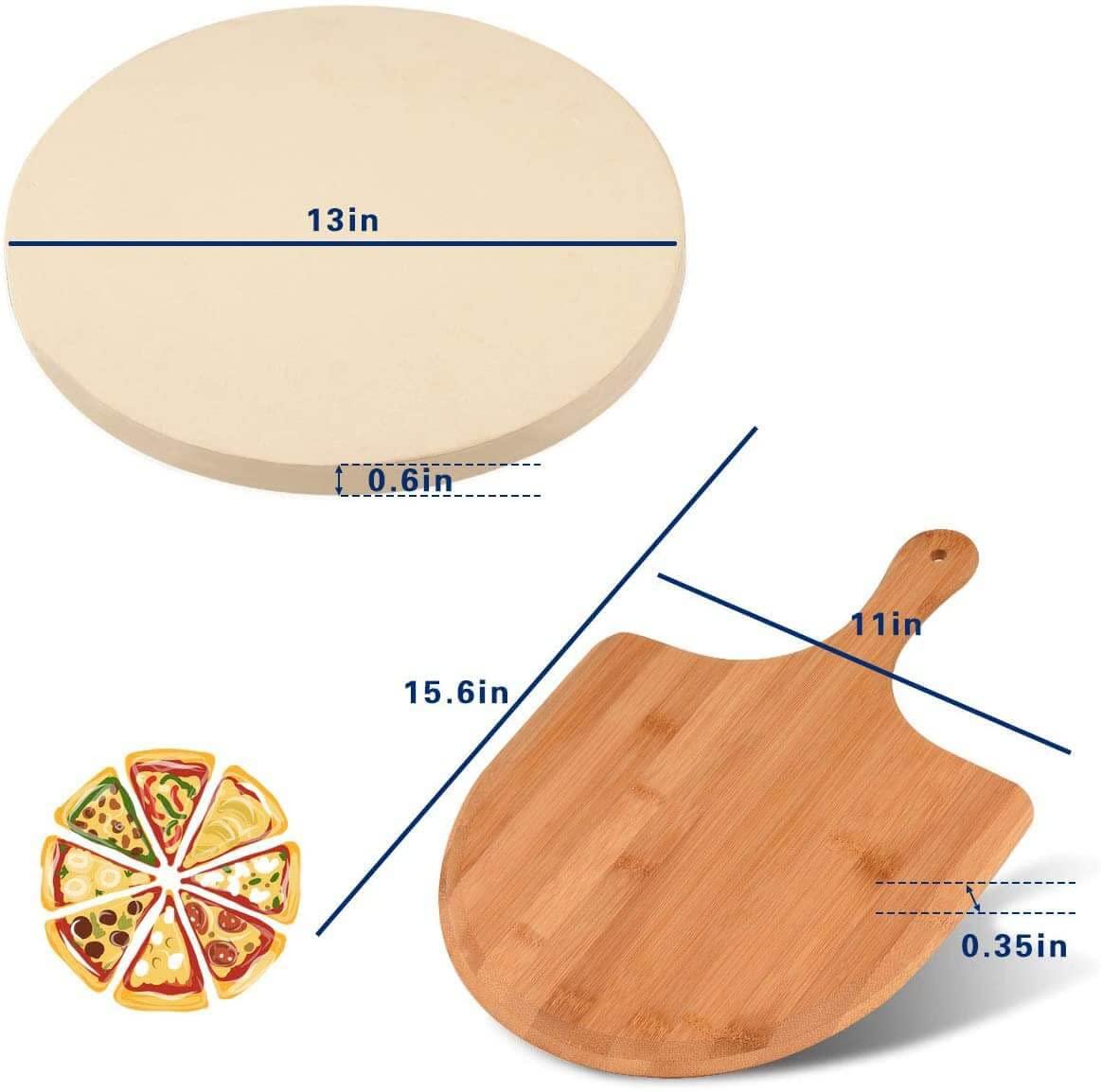 AUGOSTA Round Pizza Stone for Oven and Grill, Free Pizza Peel Paddle, Durable and Safe Baking Stone for Grill, Thermal Shock Resistant Cooking Stone, 13 Inch - CookCave