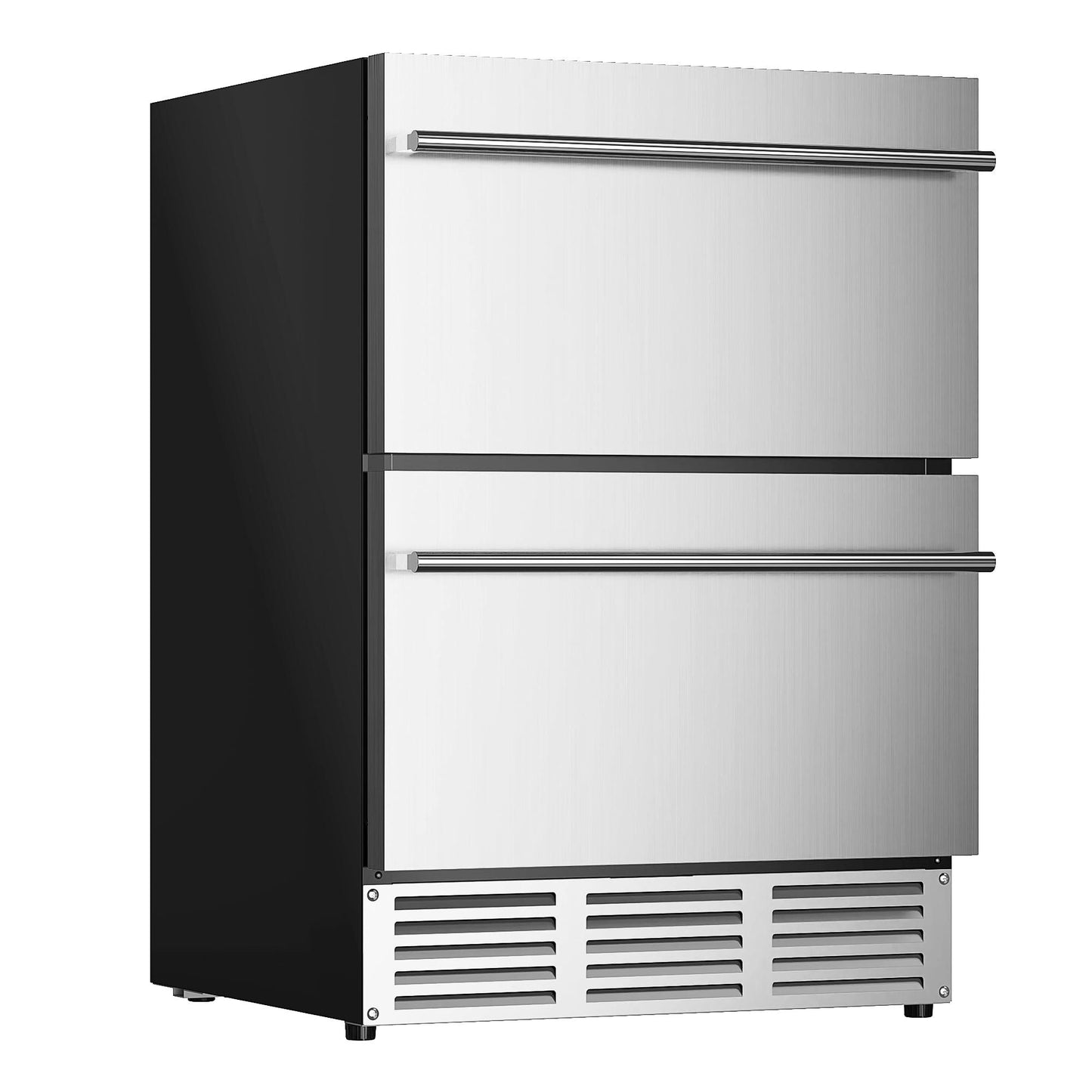 EUHOMY 24 Inch Under Counter Double Drawer Fridge, Weather Proof Stainless Steel Outdoor Beverage Refrigerator for Patio, Built-in Beverage Fridge with ETL/DOE/CEC, Home & Commercial Use. - CookCave