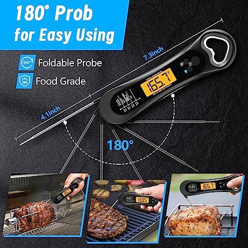 Biison Meat Thermometer for Grilling, Digital Instant Read Food Thermometer with Bottle Cap Opener, Kitchen Gadgets with Backlight & Calibration for Candy, BBQ, Grill,Liquids, Beef, Turkey - CookCave