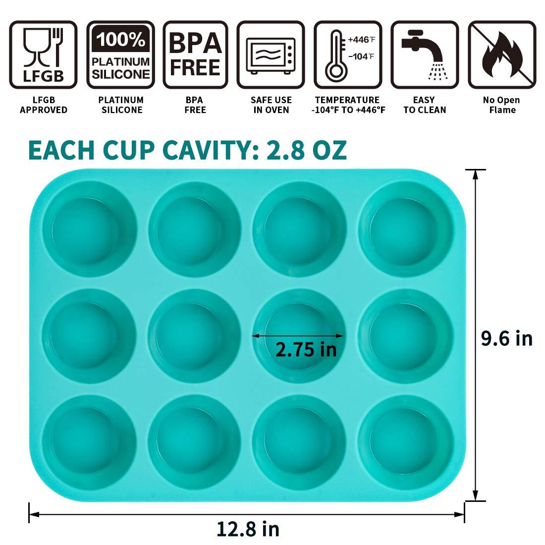 CAKETIME Silicone Muffin Pan Set - Cupcake Pans 12 Cups Silicone Baking Molds,BPA Free 100% Food Grade, Pinch Test Approved, Pack of 2 - CookCave