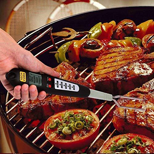 Beyond Group 80-09 Digital Meat Instant Read Thermometer with LED Screen and Ready Alarm, Kitchen Probe with Long Fork for Grilling, Barbecue and Cookin, l, white - CookCave