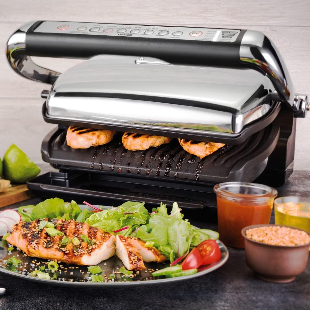 All-Clad AutoSense Stainless Steel Indoor Grill, Panini Press XL Automatic Cooking 1800 Watts Smokeless, Removable Plates, Dishwasher Safe - CookCave