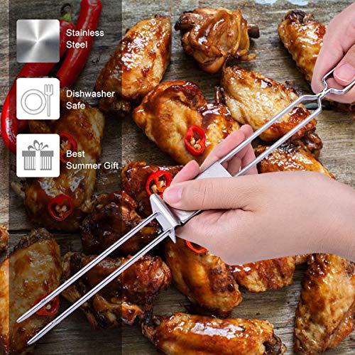 Barbecue Skewers, CMYK 6-Pack 13" Stainless Steel Grilling Skewers with Slider, Reusable Metal BBQ Shish Kabob Skewers Sticks - CookCave