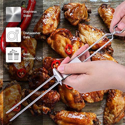 Barbecue Skewers, CMYK 6-Pack 13" Stainless Steel Grilling Skewers with Slider, Reusable Metal BBQ Shish Kabob Skewers Sticks - CookCave