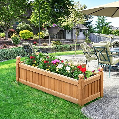 Yaheetech 43.5″ L×16″ W×14″ H Wooden Raised Garden Bed, Horticulture Wood Rectangular Garden Planter Outdoor, Raised Planter Box for Yard/Greenhouse/Vegetable/Flower/Herbs, Light Brown - CookCave