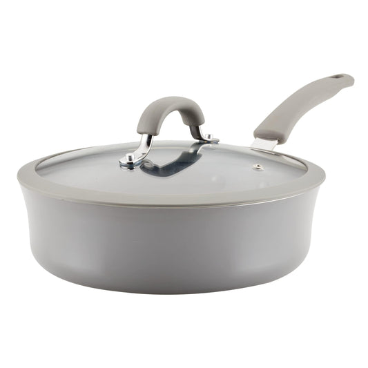 Rachael Ray Cook + Create Nonstick Sauté Pan with Lid, 3 Quart, Gray - CookCave
