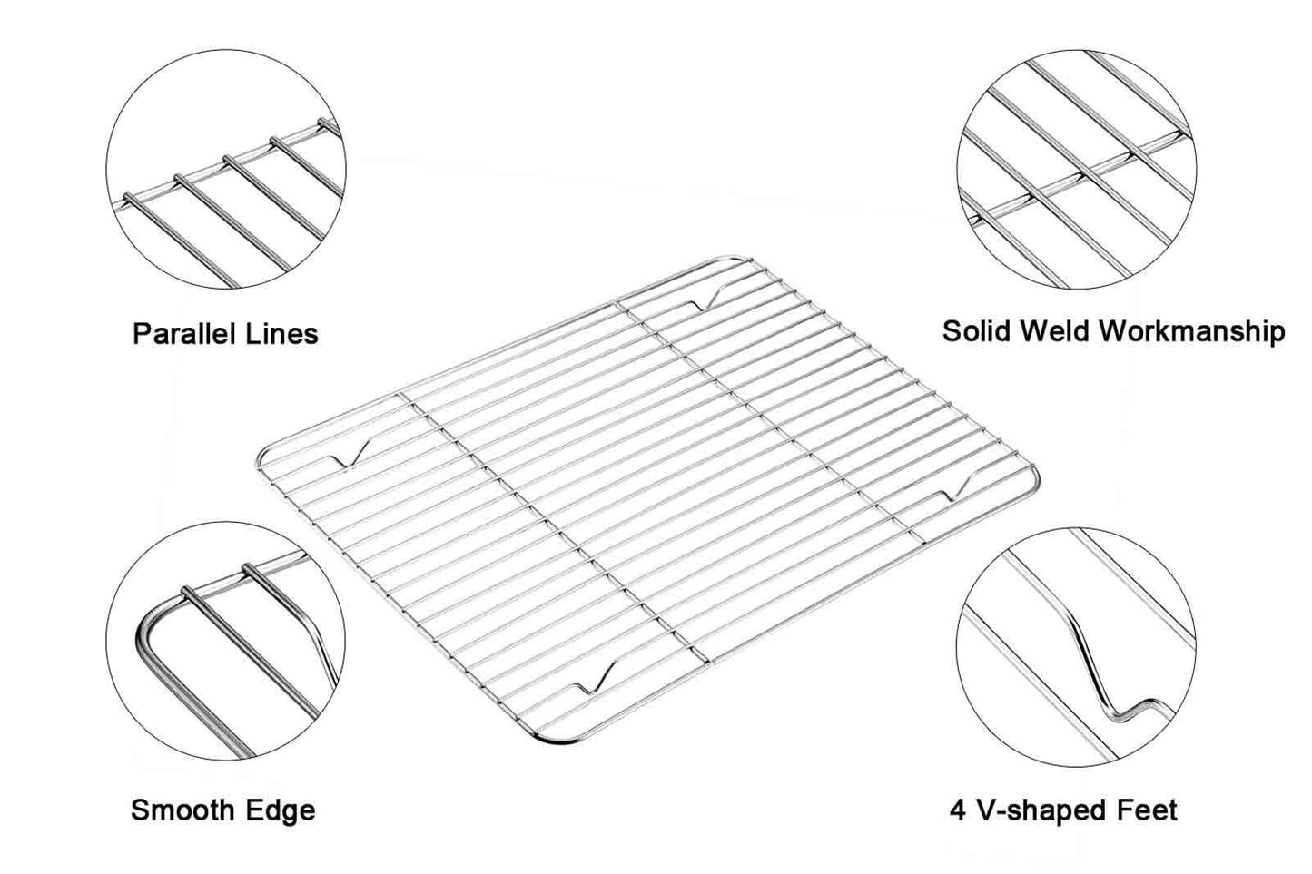 TeamFar Baking Sheet with Rack Set of 8, Cookie Sheet Baking Pans Stainless Steel Bakeware with Cooling Rack Set, Non Toxic & Healthy, Mirror Finish & Rust Free, Easy Clean & Dishwasher Safe - CookCave