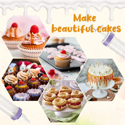 Dessert Decorating Syringe Set, Icing Dispenser Cupcake Filling Injector, 7 Icing Nozzles, 3 Cream Scrapers Frosting Making Dessert Cream Piping Syringe Nozzles Kits for Cake Cookies Decoration - CookCave