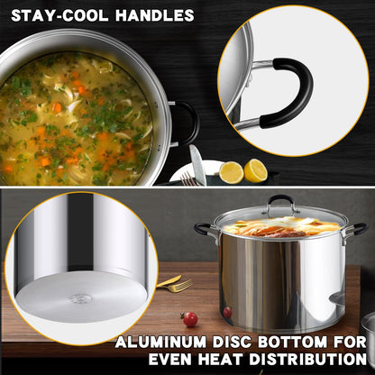 Cook N Home Stockpot Sauce Pot Induction Pot With Lid Professional Stainless Steel 8 Quart , Dishwasher Safe With Stay-Cool Handles , Silver - CookCave