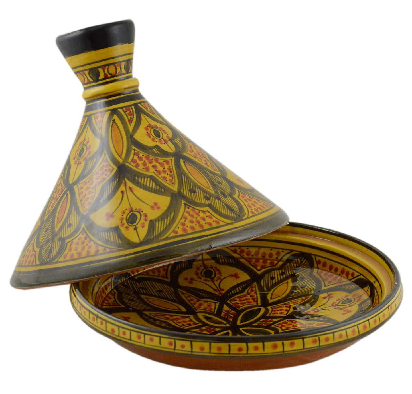 Moroccan Handmade Serving Tagine Exquisite Ceramic With Vivid colors Traditional 12 inches Across X Large - CookCave