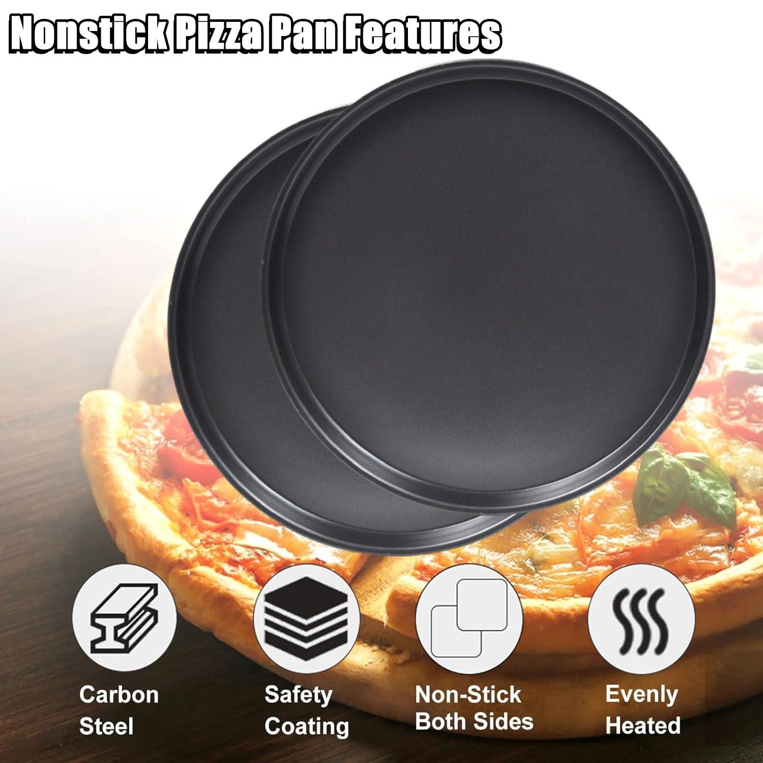 RHBLME 6 Pack Round Pizza Pan, 12.6 Inch Black Pizza Pan for Oven Non Stick Pizza Pan, Reusable Pizza Oven Tray Bakeware Pizza Tray for Restaurant Kitchen, Easy to Clean & Dishwasher Safe - CookCave