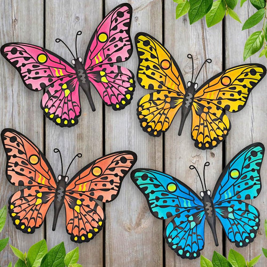 Metal Butterfly Wall Decor - 9.5" Outdoor Fence Wall Art Decor, Hanging for Garden Yard Living Room Bedroom Patio Balcony,Gift for Family Friends(4 Pack) - CookCave