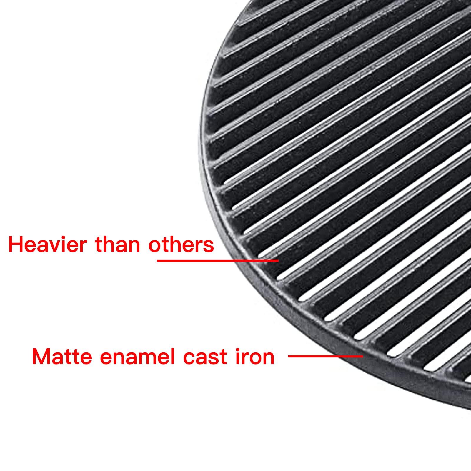 Grill Valueparts 18 Inch Half Moon Grate and Reversible Griddle Replacement Parts for Kamado Joe Classic III Classic II Classic I, Large Big Green Egg Cast Iron Cooking Grid Grate Griddle Grill - CookCave