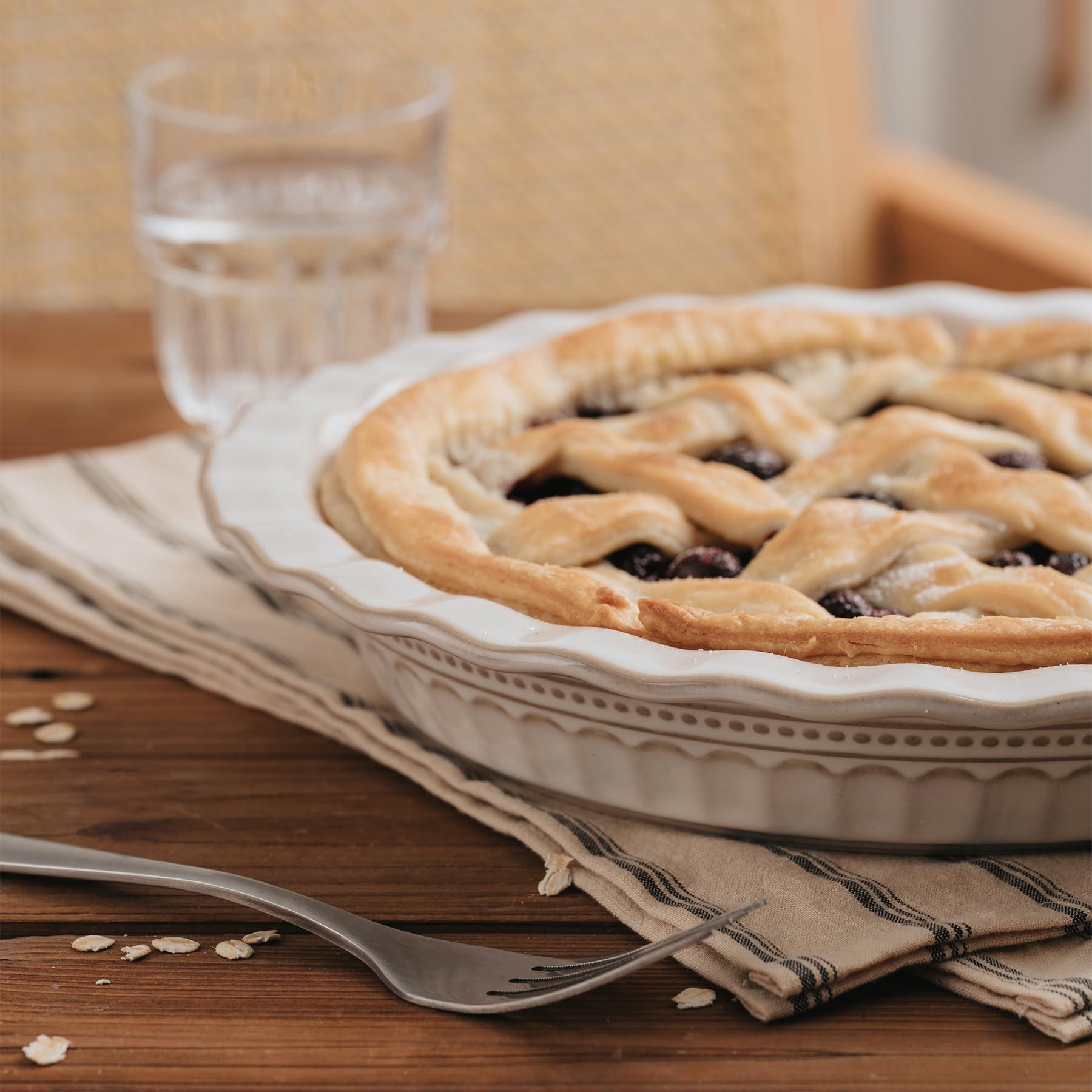 MIKIGEY Ceramic Pie Pan for Baking, 9 inch Pie Pans Set of 2, Round Pie Dish for Dessert Kitchen, Farmhouse Vintage Color Pie Plate, Oven & Dishwasher Safe, Off-White - CookCave