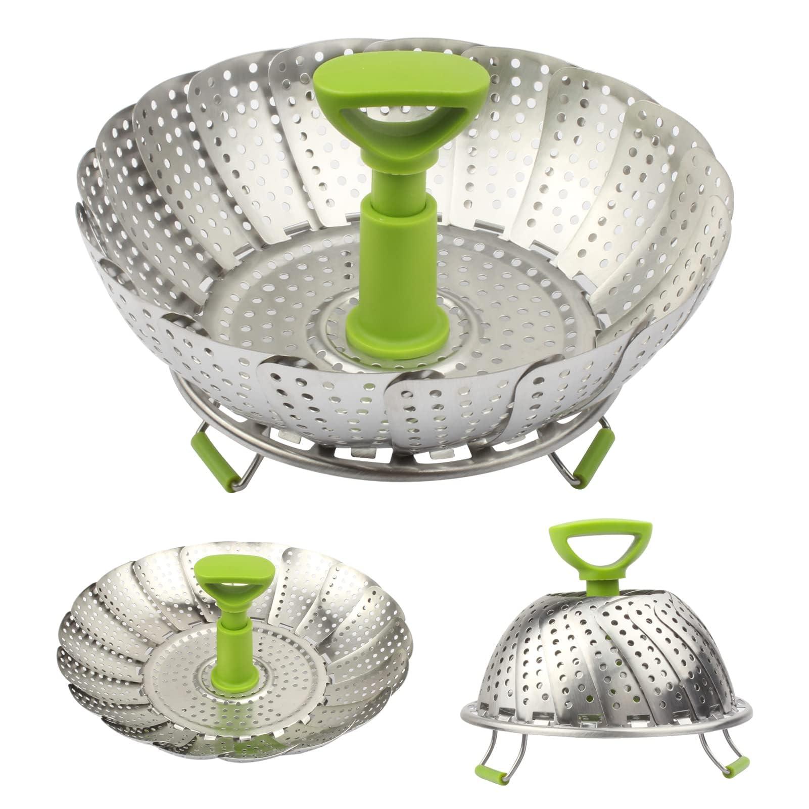 Sihuuu 1 piece Steamer Basket, 5.5" to 9" Stainless Steel Vegetable Steamer Basket,Folding Expandable Steamers for Steaming Cooking - CookCave