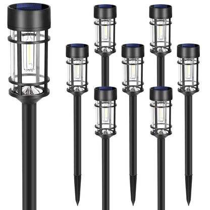 Mancra Solar Pathway Lights, 8 Pack LED Solar Lights Outdoor Waterproof, Glass Solar Garden Lights Landscape Lighting for Yard Lawn Walkway Driveway, 3000K - CookCave