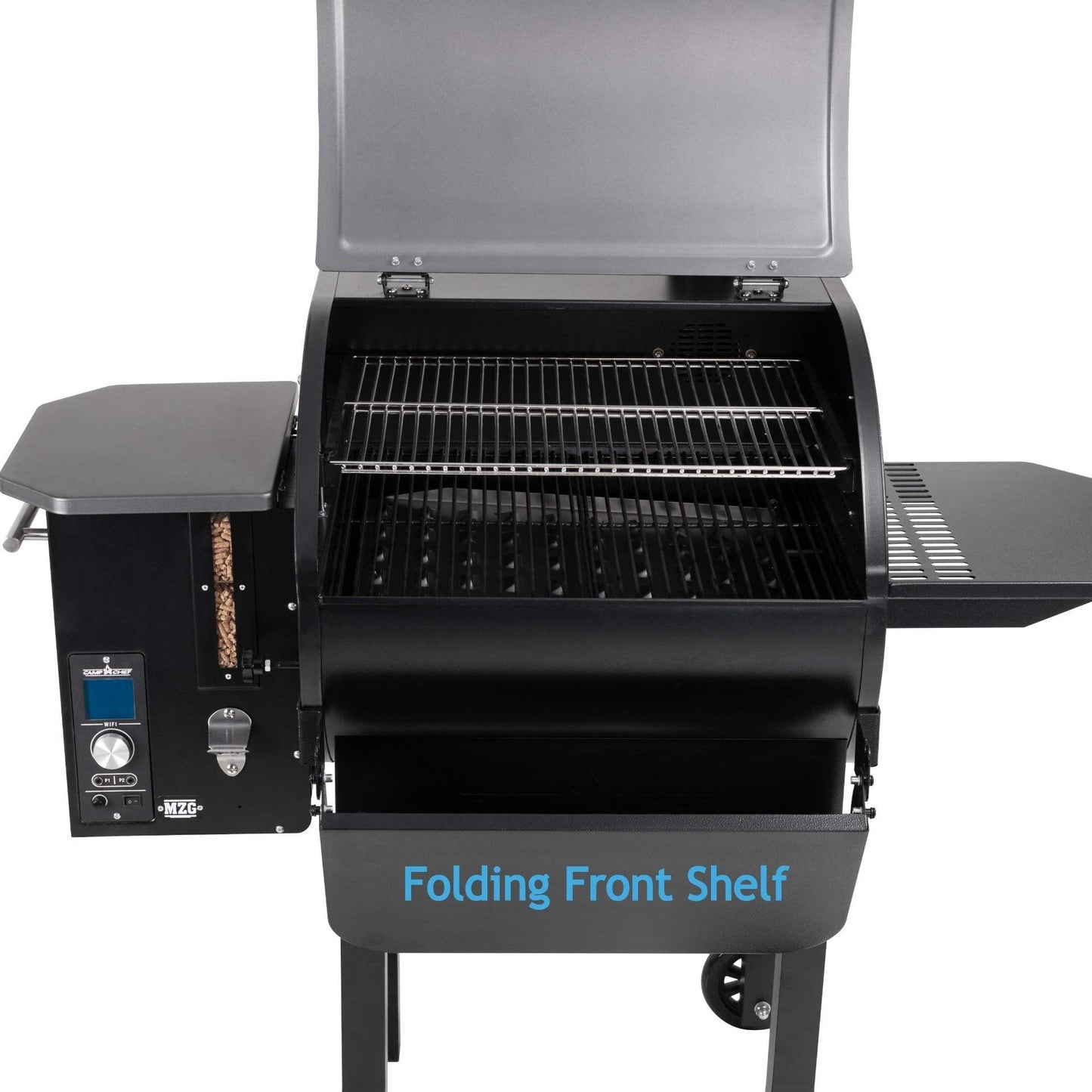 Camp Chef PG24MZG SmokePro Slide Smoker with Fold Down Front Shelf Wood Pellet Grill, Pack of 1, Black - CookCave