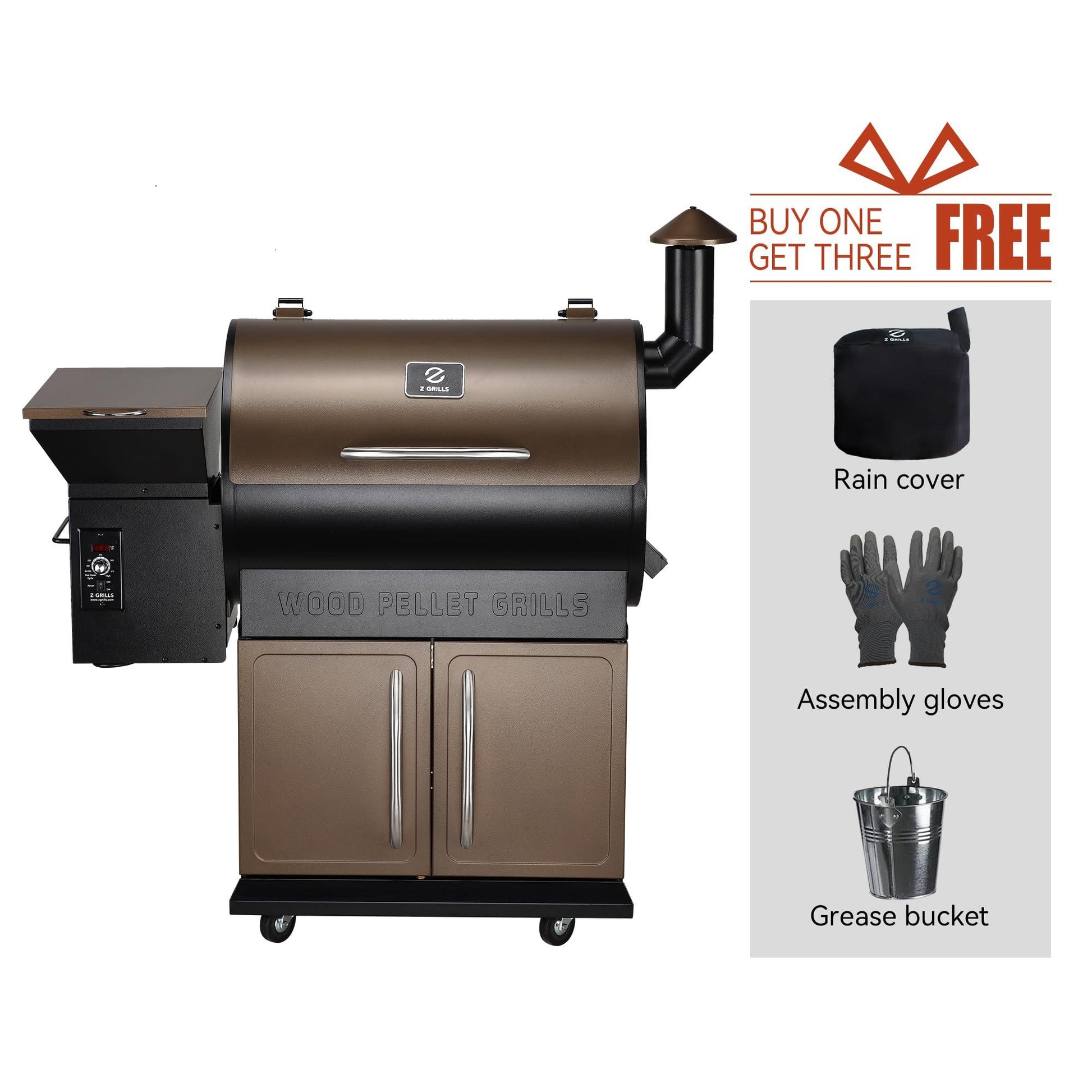 Z GRILLS Wood Pellet Grill Smoker with PID Control, Rain Cover, 700 sq. in Cooking Area for Outdoor BBQ, Smoke, Bake and Roast, 700D - CookCave