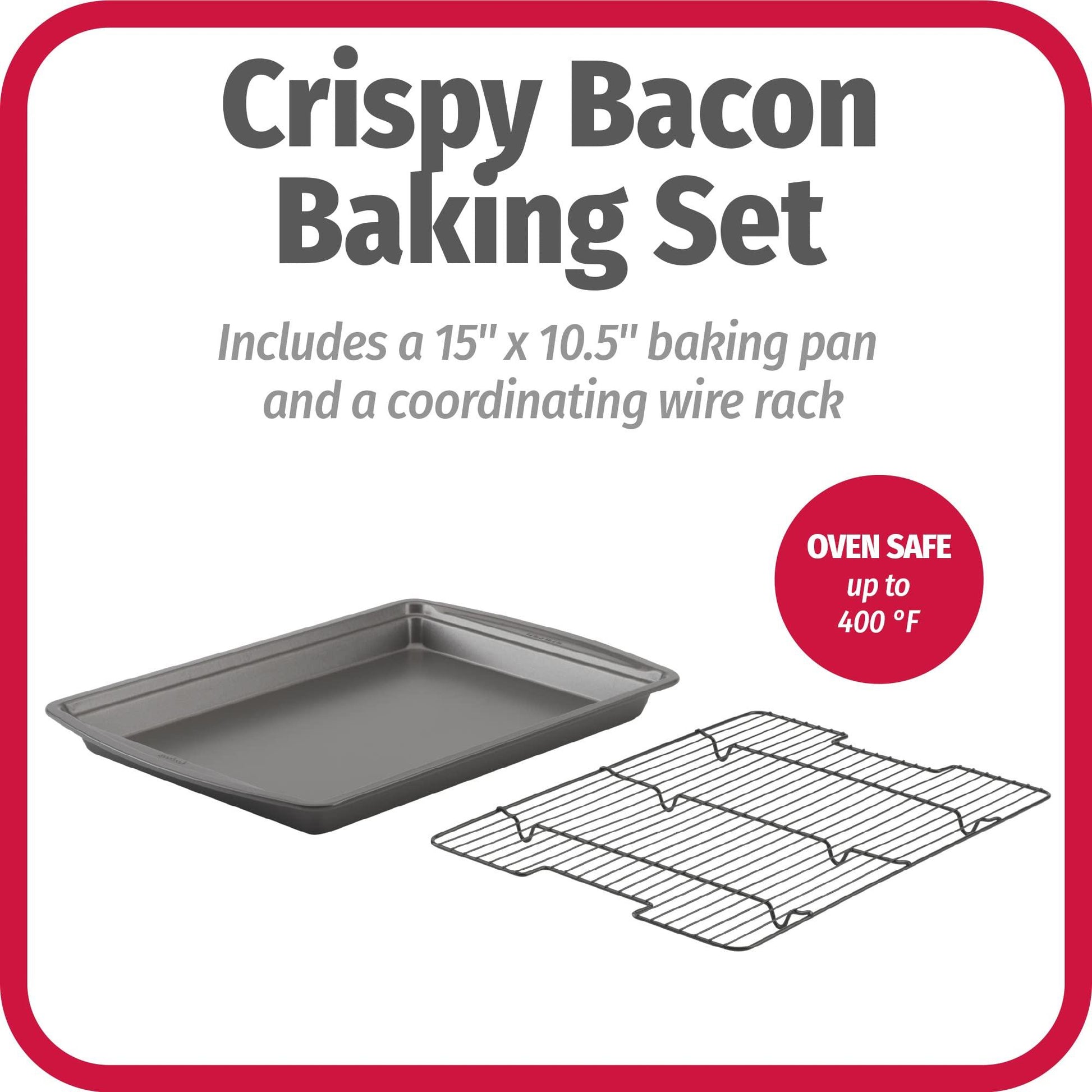 GoodCook 15" x 10.5" Premium Nonstick Carbon Steel Crispy Bacon Multipurpose Baking Pan Set, Dark Gray - CookCave