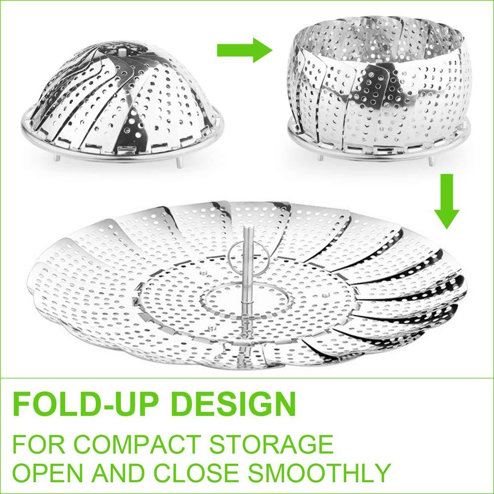 FOFAYU Vegetable Steamer Basket for Cooking, Stainless Steel Veggie Fish Food Steamer Basket, Folding Expandable Steamers to Fit Various Size Pot - CookCave