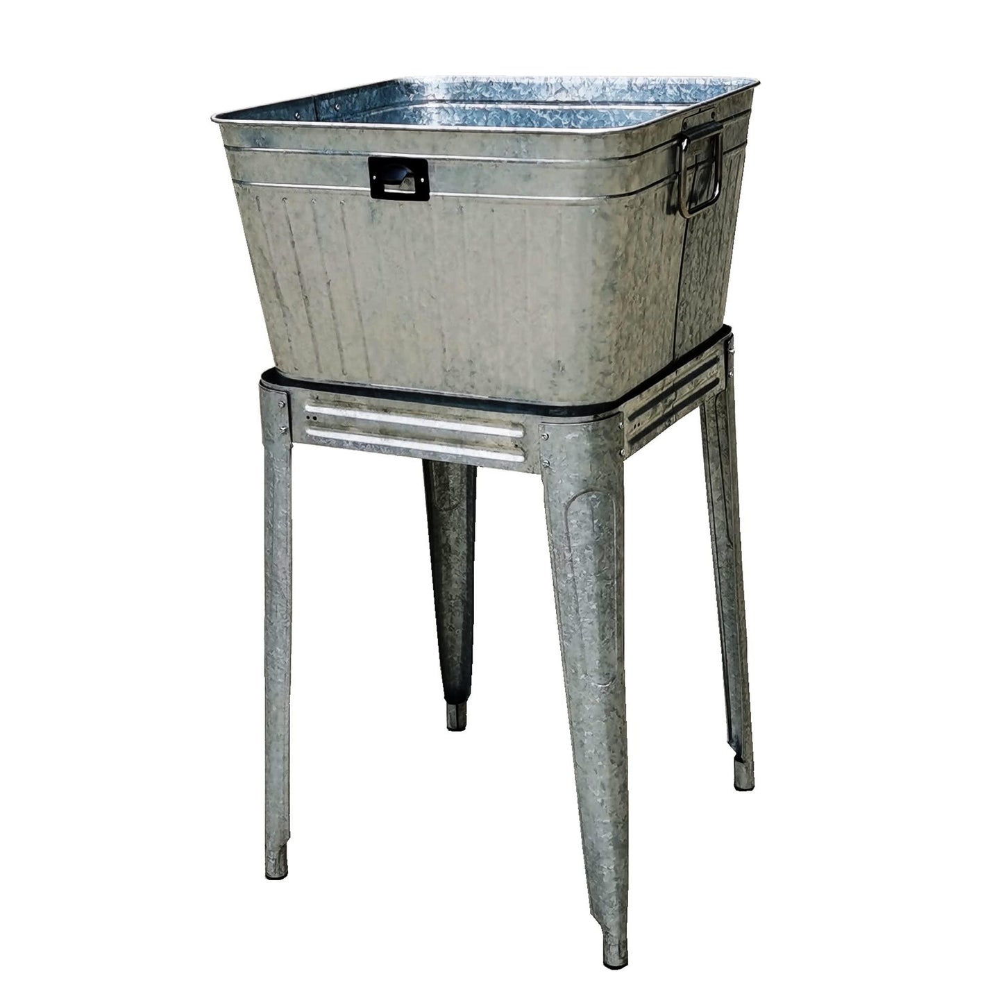 Metal Beverage Tub Cooler with Stand, Planter, Washbin - Rustic Grey - Backyard Expressions - CookCave