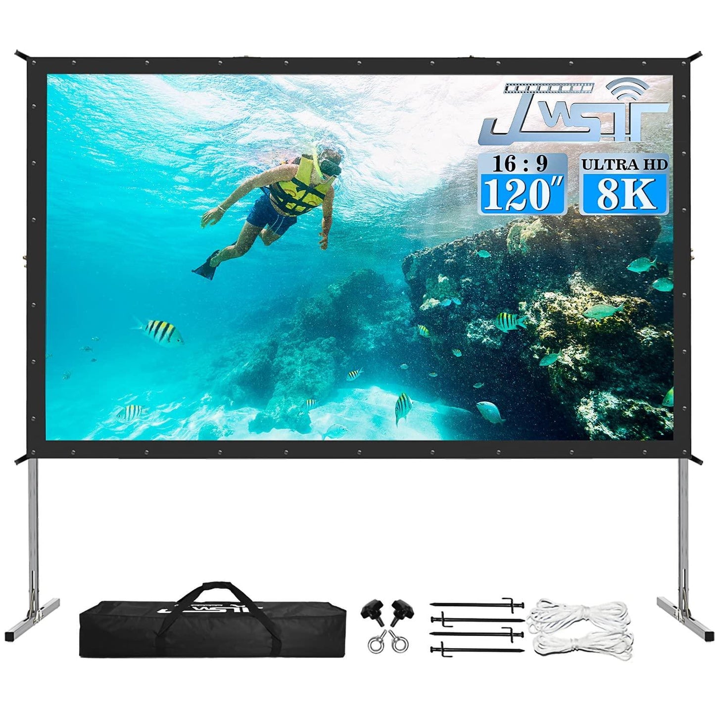 Projector Screen Outdoor,JWSIT 120 inch Outdoor Movie Screen-Upgraded 3 Layers PVC 16:9 Outdoor Projector Screen,Portable Video Projection Screen with Carrying Bag for Home Theater Backyard - CookCave