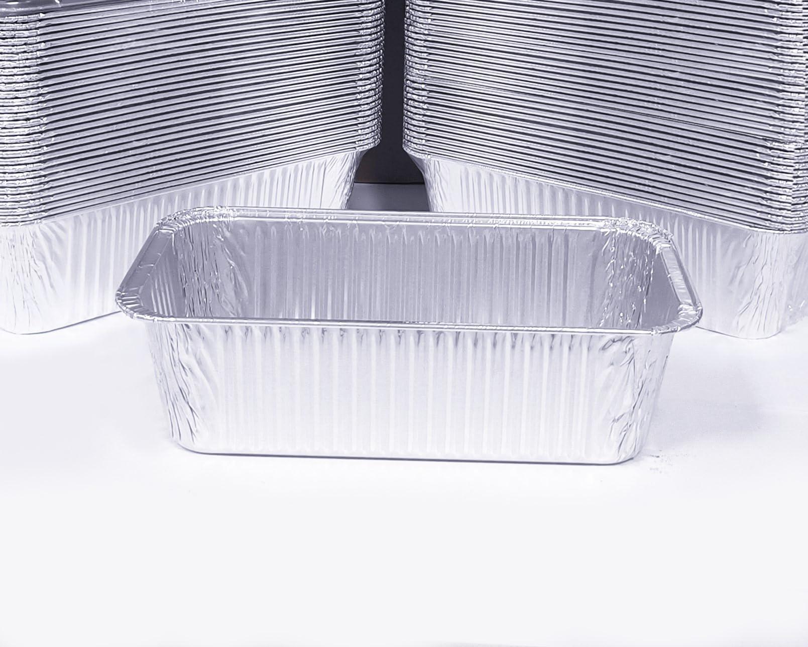 Disposable 2 lb Foil Loaf Pans | 8x4" Bread Pans, 50 Pack, Food Storage Containers, Take Out Boxes, Perfect for Baking Bread and Street Treats - CookCave